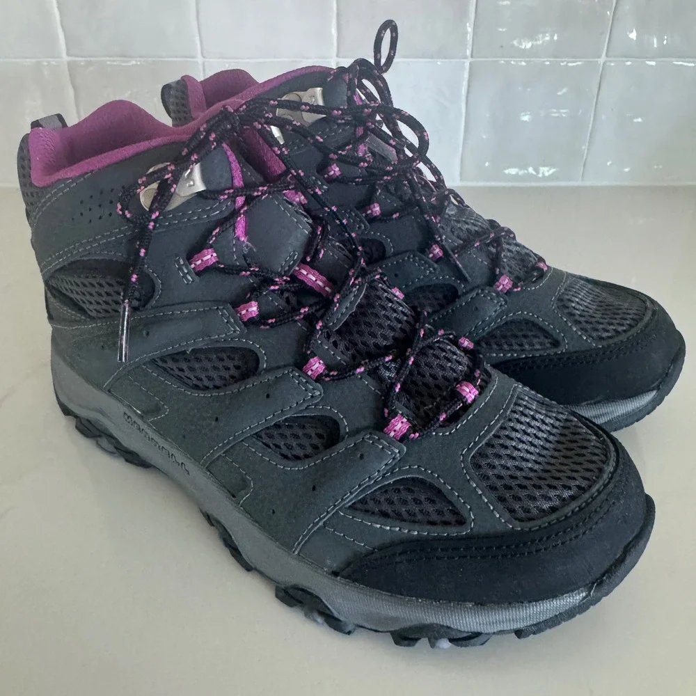 Merrell Kids Moab 3 Mid Waterproof Hiking Boots Girls 5‎ Grey Granite Berry NWOT